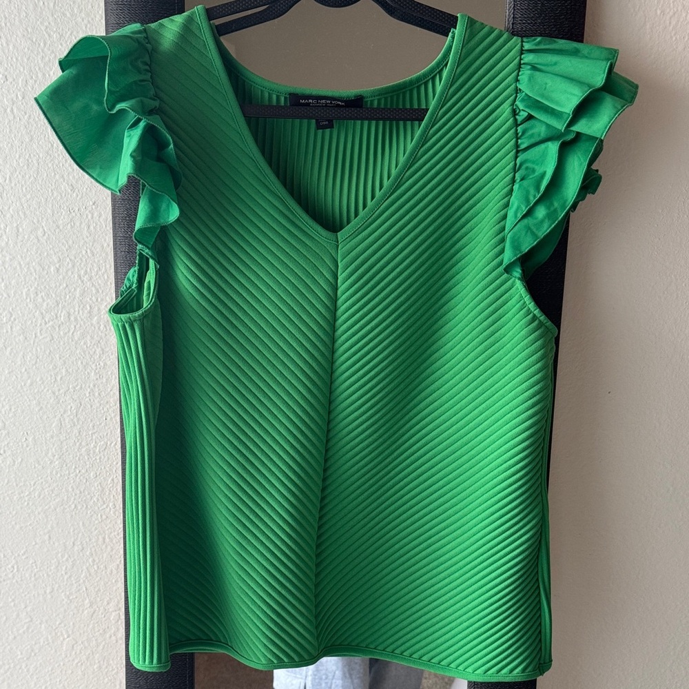 Marc New York Emerald Ruffle Sleeve Blouse